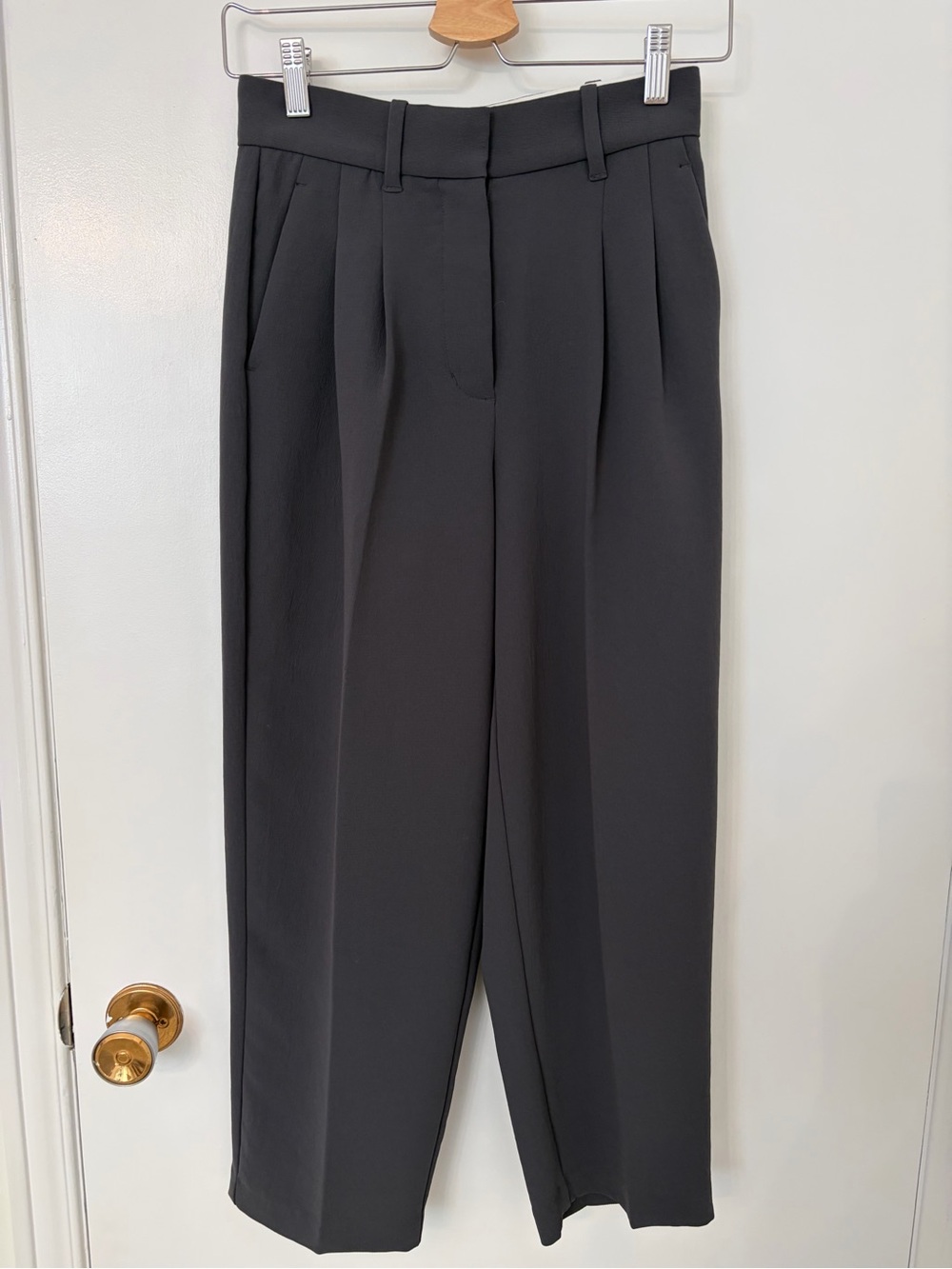 Wilfred Charcoal High-Rise Pleated Wide-Leg Cropped Trousers